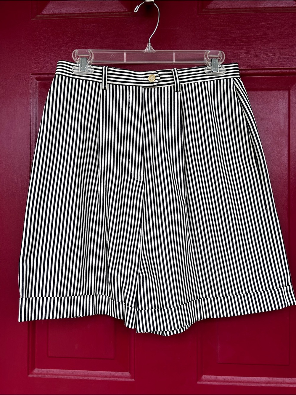 RALPH LAUREN s8 7” Bermuda Shorts-hi waist-silky cotton twill-wide leg-blk/crm